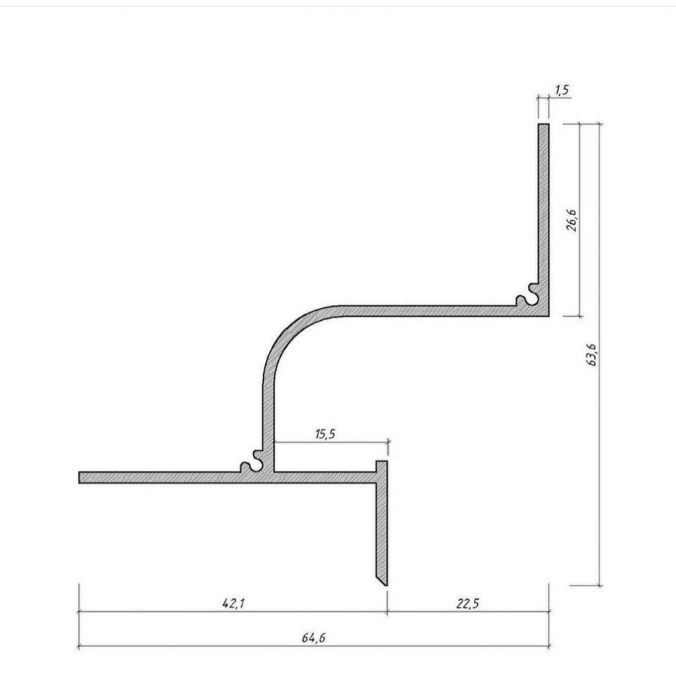 Profil dystansowy LED do sufitów z GK 23х37 mm biały