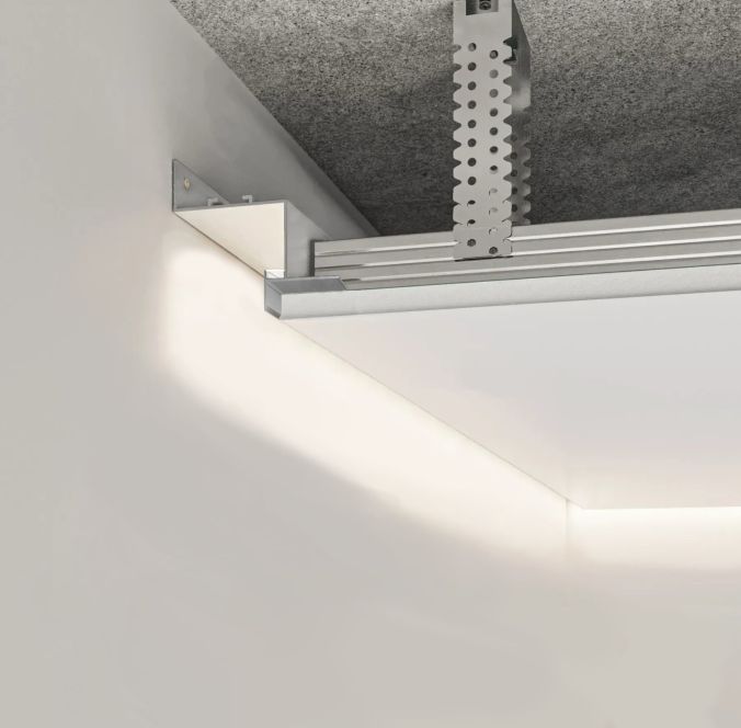 Profilé d'espacement LED pour plafonds en plaques de plâtre 16x22 mm blanc
