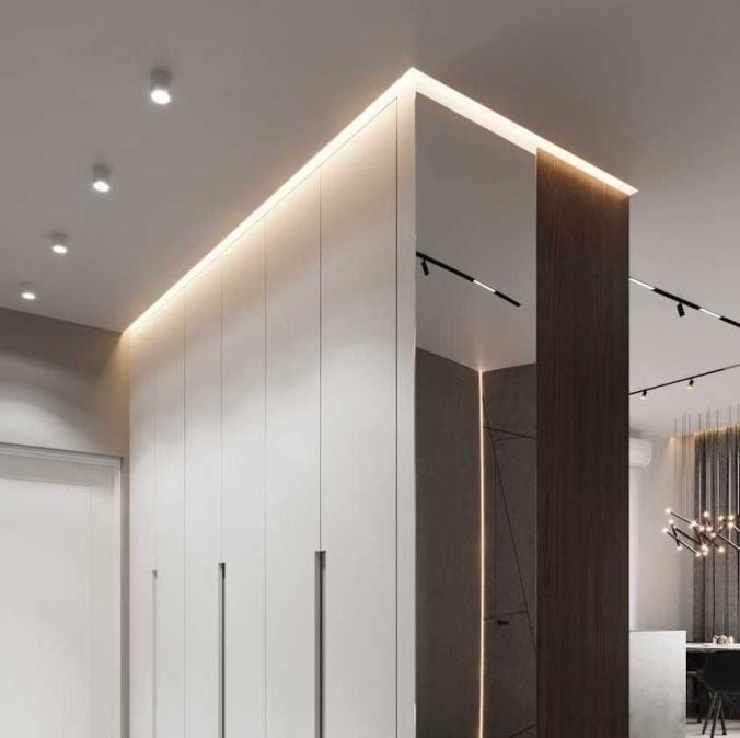 Profilé d'espacement LED pour plafonds en plaques de plâtre 16x22 mm blanc