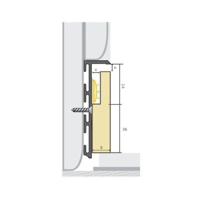 Inserto in MDF per strisce LED per battiscopa nascosto da 60×13.5 mm